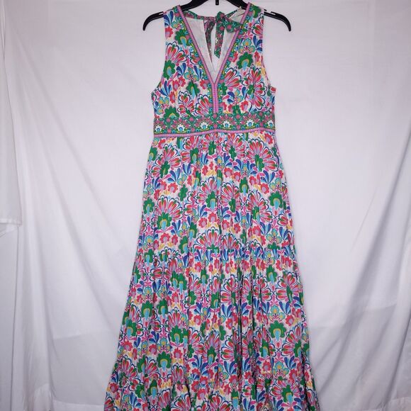 Boden Maxi Dress 4P Serena Cotton Tie Floral Sleeveless Colorful - Picture 1 of 10